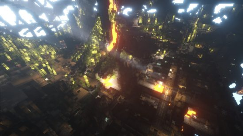 Melhores seeds do Minecraft: Uma mina infinitamente longa se estende de leste a oeste sob uma caverna exuberante.